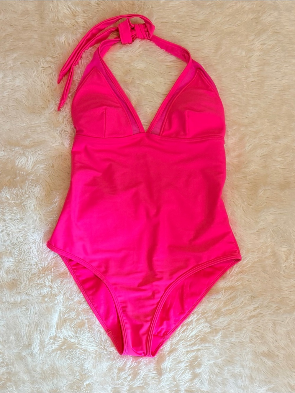 Ted Baker London "Renesme" Mesh Halterneck One-Piece Swimsuit - Hot Pink